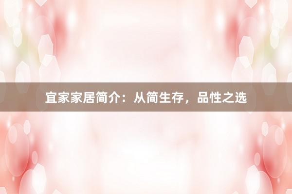 宜家家居简介：从简生存，品性之选