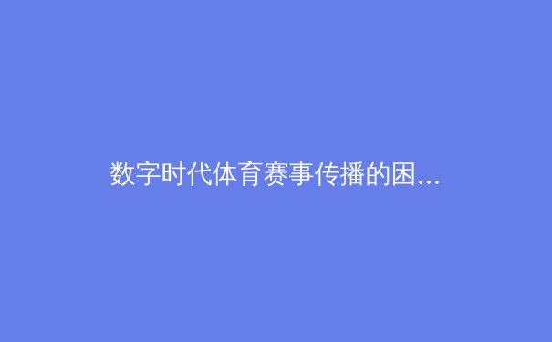 数字时代体育赛事传播的困境与破局——从转播技术革新到观众体验重构